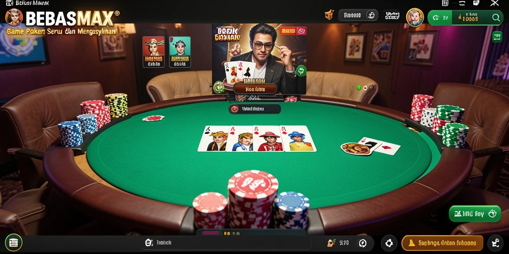 Tampilan gameplay poker di BEBASMAX yang penuh strategi.