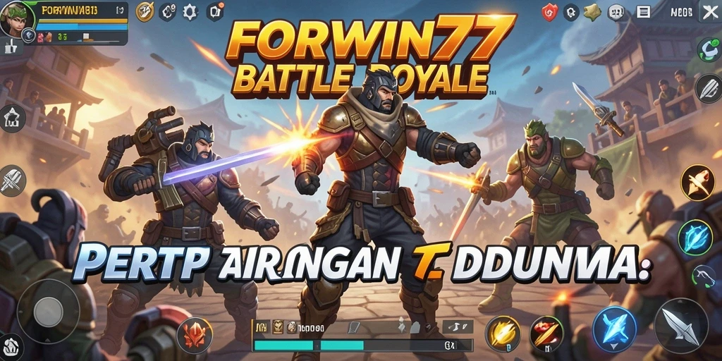 Tampilan gameplay seru di FORWIN77 dengan aksi Battle Royale yang mendebarkan.