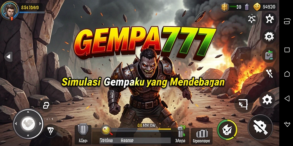 Tampilan gameplay realistis dari GEMPA777 saat menghadapi bencana gempa.