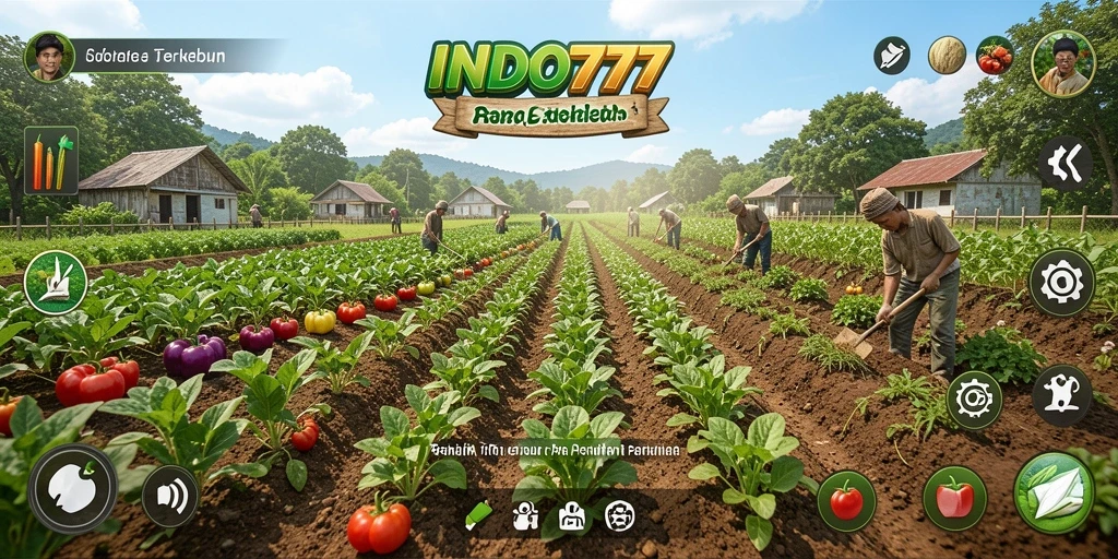 Tampilan gameplay INDO777 yang menampilkan keseruan bertani.