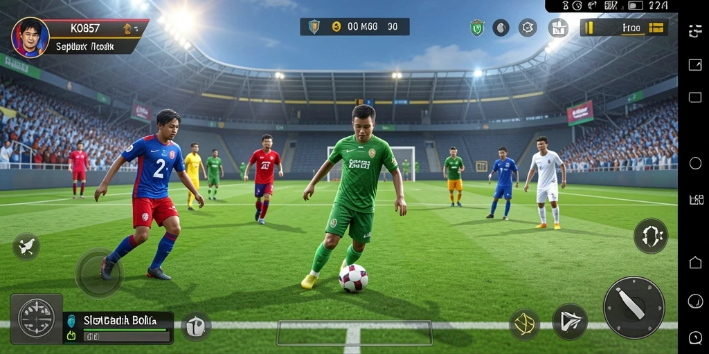 Tampilan gameplay KO857 yang menarik dan realistis dengan aksi sepak bola yang mendebarkan.