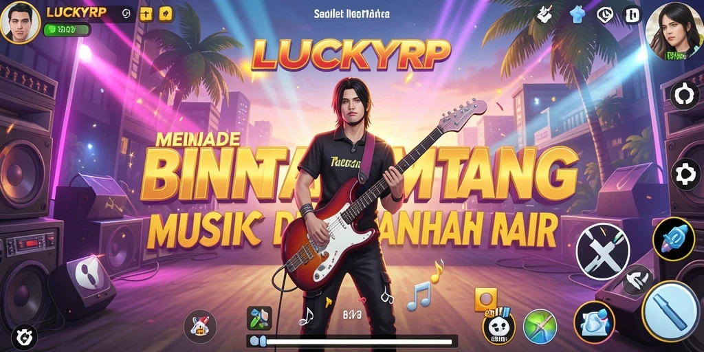 Tangkapan layar gameplay LUCKYRP menampilkan aksi seru dan interaksi musik.