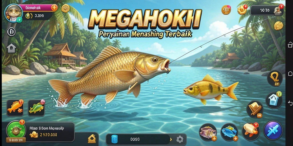 Tampilan gameplay <strong>MEGAHOKI</strong> yang seru dan menghibur saat memancing.