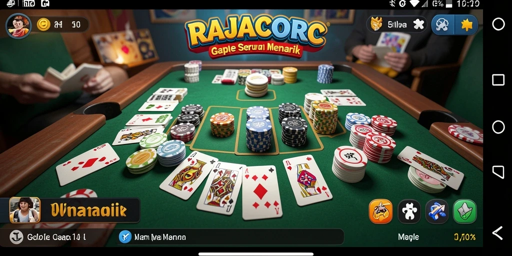 Tampilan gameplay RAJACORC yang menarik dan seru saat bermain Gaple.