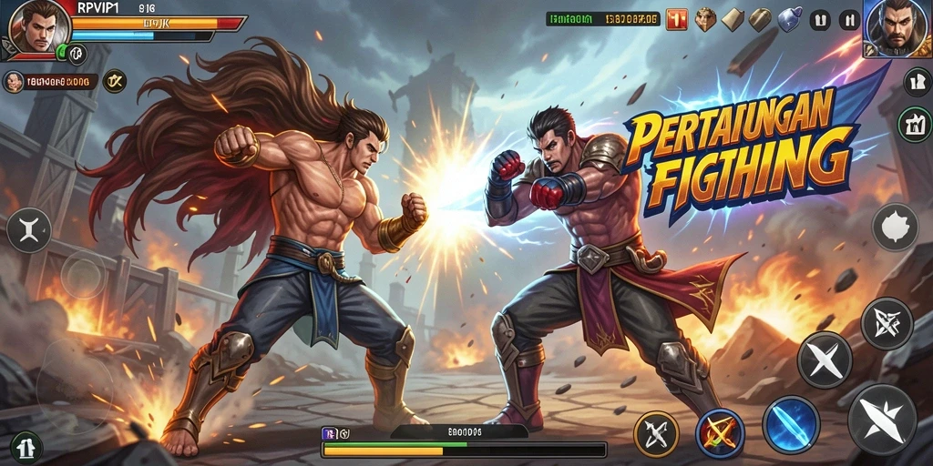 Tampilan pertarungan epik dalam gameplay RPVIP1 yang menyeru.