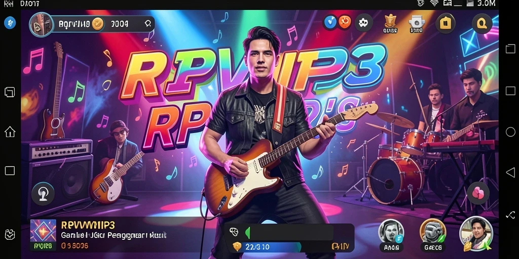 Screenshot utama RPVIP3 menampilkan gameplay yang seru dengan tantangan musik.