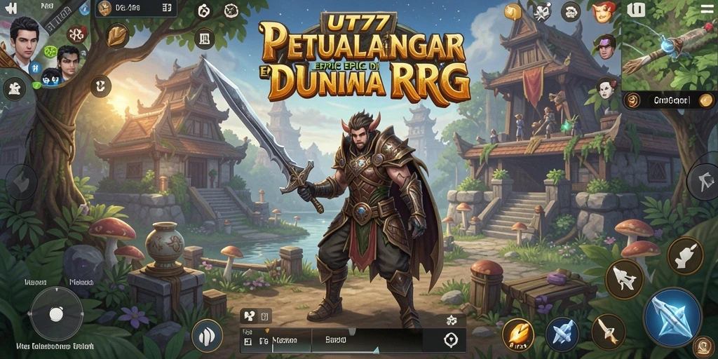 Tampilan layar utama UT77 menampilkan aksi seru dalam game RPG.