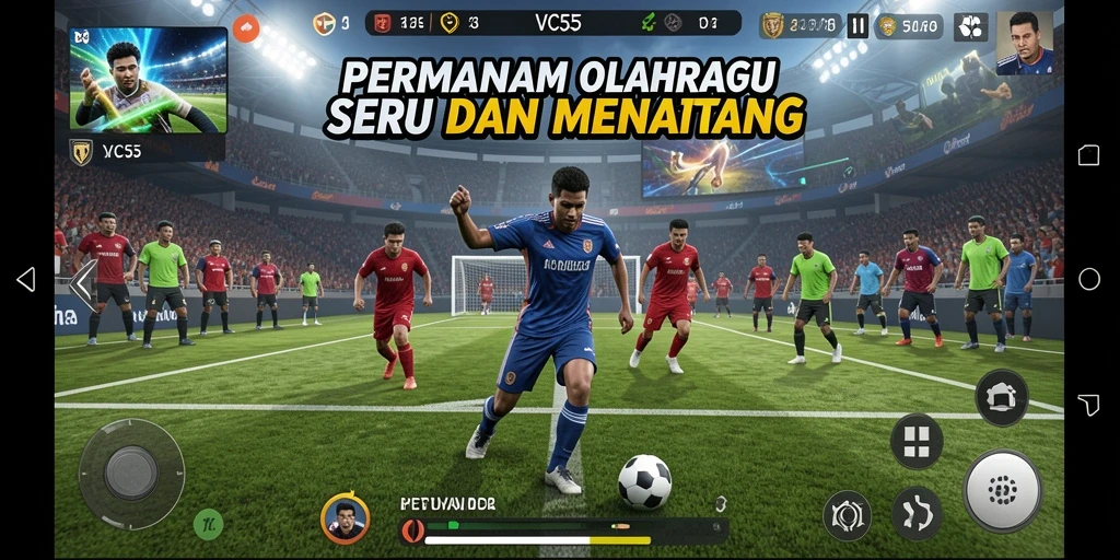 Tampilan gameplay seru dari VC55 dengan aksi olahraga yang mendebarkan.
