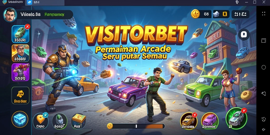 Tangkapan layar utama dari VISITORBET menampilkan aksi gameplay Arcade yang mendebarkan.