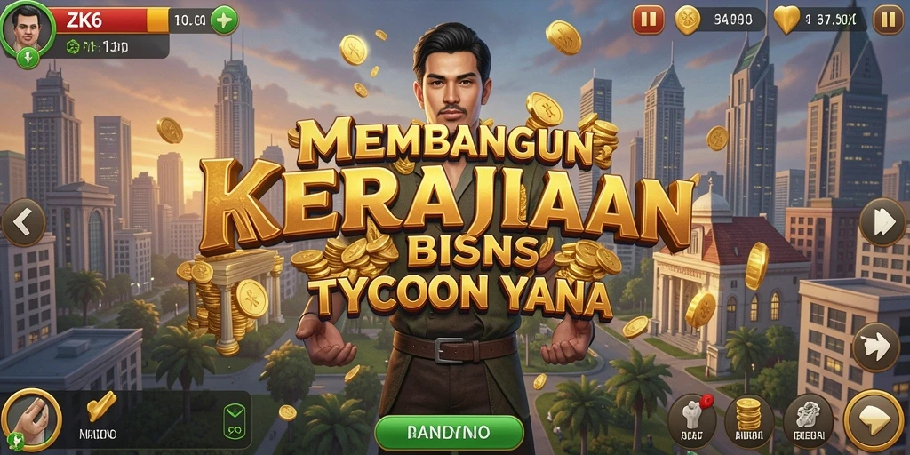 Menampilkan gameplay ZK6 dengan latar belakang bangunan bisnis yang megah.